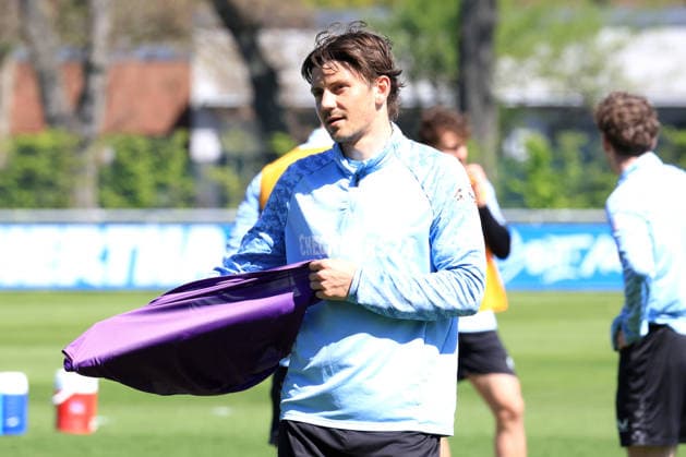 DEU, DFL, 2 FBL Hertha BSC, Training, 22 04 2026, Sportforum, Berlin, DEU, DFL, 2 FBL Hertha BSC, Training, im Bild Dawid Kownacki Hertha BSC Berlin 9 DFL regulations prohibit any use of Photographs as image sequences and or quasi video nordphotoxGmbHx xEngler nph00076