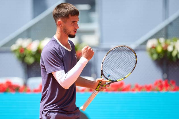 Mutua Madrid Open - Day Three Dino Prizmic of Croatia reacts against Matteo Berrettini of Italy during the MenÕs Singles match on day three of the Mutua Madrid Open at Caja Magica on April 22, 2026, in Madrid, Spain. Madrid Caja Magica Madrid Spain RL_MMO2K26_000492 Copyright: xRicardoxLarreinax