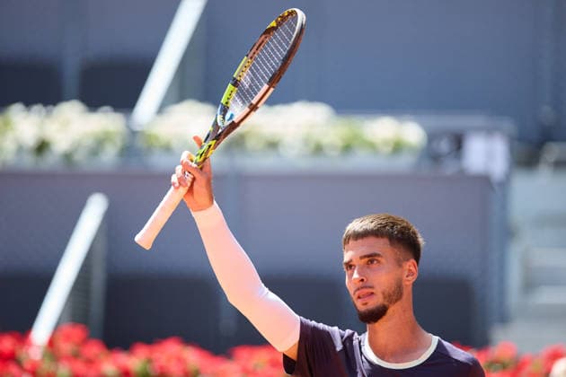 Mutua Madrid Open - Day Three Dino Prizmic of Croatia reacts after winning against Matteo Berrettini of Italy during the MenÕs Singles match on day three of the Mutua Madrid Open at Caja Magica on April 22, 2026, in Madrid, Spain. Madrid Caja Magica Madrid Spain RL_MMO2K26_000511 Copyright: xRicardoxLarreinax