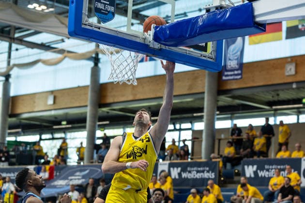 GER, ENBL VIMODROM Final 4, Semifinal 1, CSO Voluntari Dziki Warsaw 22 04 2026, Stadthalle, Weißenfels, GER, ENBL VIMODROM Final 4, Semifinal 1, CSO Voluntari Dziki Warsaw Lukasz Frackiewicz Dziki Warsaw, 45 Â Photo Alexander Trienitz Weißenfels Stadthalle Sachsen Anhalt Germany