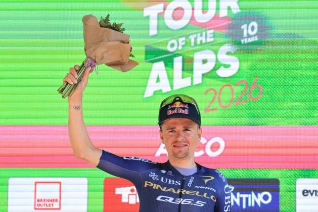 TOUR DES ALPES 2026 - UCI Cycling Race Tour of the Alps Pierre Teyssot MAXPPP ; TOUR DES ALPES 2026 - UCI Cycling Race Tour of the Alps. Arco, Italy on April 22, 2026. Stage 3, Laces - Arco (174,5 Km) Tom PIDCOCK (GBR) RED BULL - BORA - HANSGROHE wins it. Pierre Teyssot Maxppp Arco Trentino Italy  Copyright: xMAXPPPxPierrexTeyssotx TEY62387 TEY62387