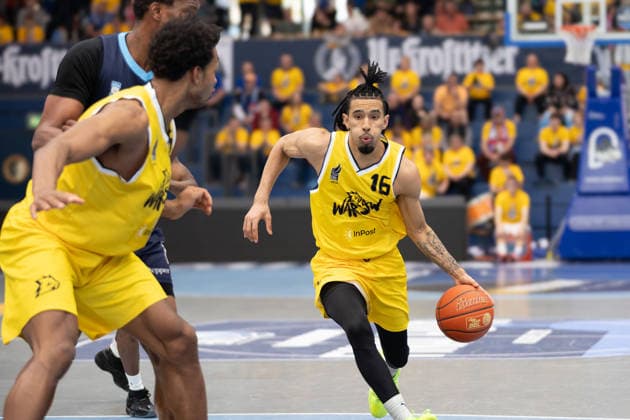 Tahlik Chavez Dzigi, 16 , CSO Voluntari vs Dziki Warszawa, European North Basketball League, Final Four, Semifinal 2025 26, Romania, Poland, 22 04 2026 Weissenfels Stadthalle Sachsen Anhalt Germany