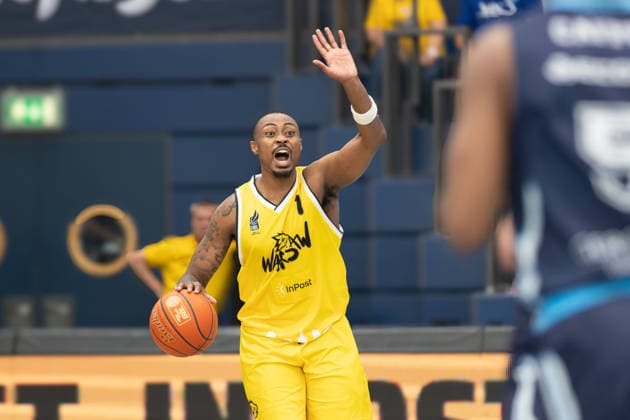 Landrius Horton Dziki, 1 , CSO Voluntari vs Dziki Warszawa, European North Basketball League, Final Four, Semifinal 2025 26, Romania, Poland, 22 04 2026 Weissenfels Stadthalle Sachsen Anhalt Germany