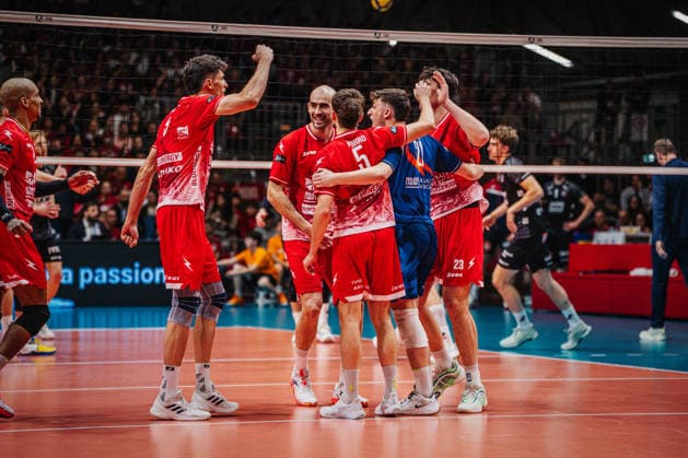 Volleyball Men CEV Cup 2026 Final Gas Sales Bluenergy Piacenza vs SVG Lüneburg 21 04 2026 The Gas Sales Bluenergy PIACENZA team celebrates