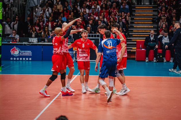Volleyball Men CEV Cup 2026 Final Gas Sales Bluenergy Piacenza vs SVG Lüneburg 21 04 2026 The Gas Sales Bluenergy PIACENZA team celebrates
