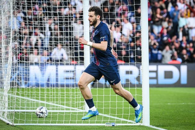 April 22, 2026, Paris, France, France: Khvicha KVARATSKHELIA of PSG celebrates his goal during the Ligue 1 match between Paris Saint-Germain (PSG) and FC Nantes at Parc des Princes Stadium on April 22, 2026 in Paris, France. Paris France - ZUMAm308 20260422_zsp_m308_009 Copyright: xMatthieuxMirvillex