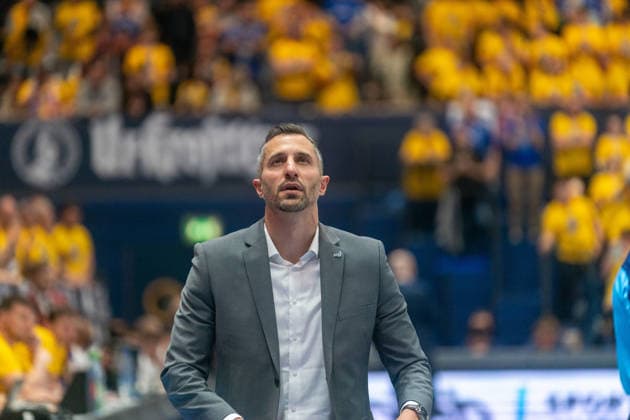 Matthew Otten Manchester Basketball Club, Head Coach GER, Syntainics MBC vs Manchester Basketball Club, Basketball, European North Basketball League, Semi-finals, 2025 2026 season, 22 04 2026 GER, Syntainics MBC vs Manchester Basketball Club, Basketball, European North Basketball League, Semi-finals, 2025 2026 season, 22 04 2026 Weissenfels Copyright: xEibner-Pressefoto PiaxSchindlerx EP_PSR