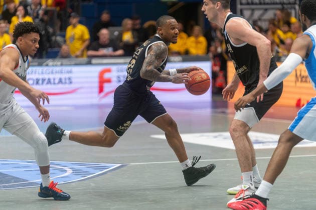 Charles Callison Syntainics MBC, 23 GER, Syntainics MBC vs Manchester Basketball Club, Basketball, European North Basketball League, semi-finals, 2025 2026 season, 22 04 2026 GER, Syntainics MBC vs Manchester Basketball Club, Basketball, European North Basketball League, semi-finals, 2025 2026 season, 22 04 2026 Weissenfels Copyright: xEibner-Pressefoto PiaxSchindlerx EP_PSR