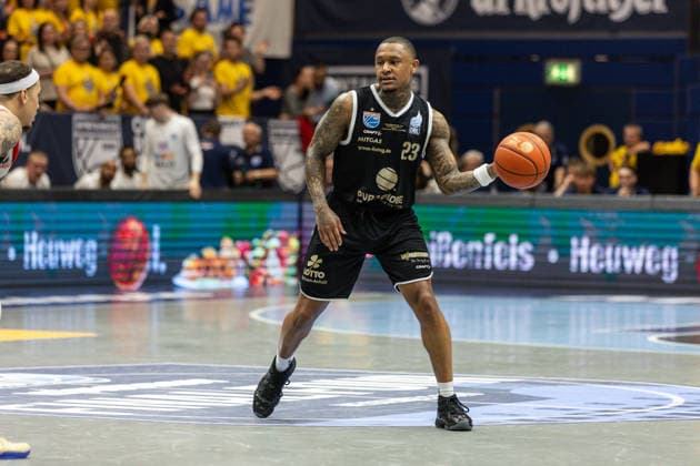 GER, ENBL VIMODROM Final 4, Semi-Final 2, SYNTAINICS MBC Manchester Basketball 22 04 2026, Stadthalle, Weißenfels, GER, ENBL VIMODROM Final 4, Semi-Final 2, SYNTAINICS MBC Manchester Basketball Charles Callison Syntainics MBC, 23 Â Photo Alexander Trienitz Weißenfels Stadthalle Sachsen Anhalt Germany