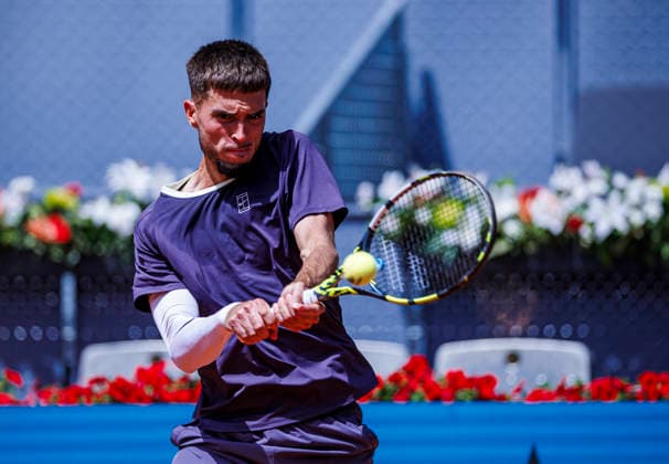 Mutua Madrid Open - 22 04 2026 Dino Prizmic of Croatia in action against Matteo Berrettini of Italy in the Men’s Singles First Round Match during day three of the Mutua Madrid Open at La Caja Magica on April 22, 2026 in Madrid, Spain. Madrid Spain Copyright: xPabloxGarcia PGSxPhotoxAgencyx