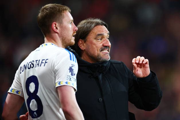 Leeds United Manager Daniel Farke with Sean Longstaff of Leeds United. AFC Bournemouth v Leeds United, Premier League, Football, Vitality Stadium, Bournemouth, UK - 22 Apr 2026Bournemouth Vitality Stadium United Kingdom EDITORIAL USE ONLY No use with unauthorised audio, video, data, fixture lists, club league logos or live services. Online in-match use limited to 120 images, no video emulation. No use in betting, games or single club league player publications. Copyright: xJamesxMarsh Shutterstockx 16837522bh