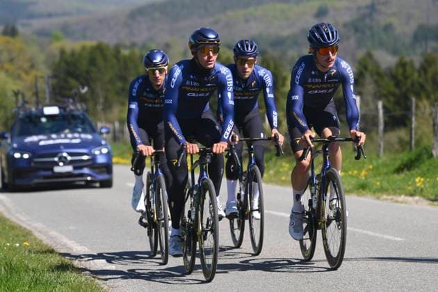 Liege Bastogne Liege 2026 Cycling Race Media Activities 23 04 2026 LIEGE, BELGIUM - APRIL 23 : riders of team Pinarello Q36.5 Pro Cycling Team during a training and reconnaissance session ahead of the 112th edition of Liege Bastogne Liege an UCI World Tour 1.UWT one day cycling road race for Men Elite of 260 km with start in Liege and finish in Liege on April 23, 2026 in Liege, Belgium, 23 04 2026 ( Motordriver Guy De Vuyst - Liege Belgium  Copyright: xVincentxKalutx