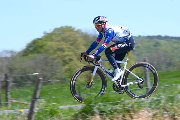 Liege Bastogne Liege 2026 Cycling Race Media Activities 23 04 2026 LIEGE, BELGIUM - APRIL 23 : Evenepoel Remco (BEL) of Red Bull BORA Hansgrohe riding during a training and reconnaissance session ahead of the 112th edition of Liege Bastogne Liege an UCI World Tour 1.UWT one day cycling road race for Men Elite of 260 km with start in Liege and finish in Liege on April 23, 2026 in Liege, Belgium, 23 04 2026 ( Motordriver Guy De Vuyst - Liege Belgium  Copyright: xVincentxKalutx