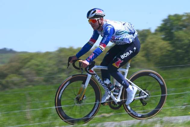 Liege Bastogne Liege 2026 Cycling Race Media Activities 23 04 2026 LIEGE, BELGIUM - APRIL 23 : Evenepoel Remco (BEL) of Red Bull BORA Hansgrohe riding during a training and reconnaissance session ahead of the 112th edition of Liege Bastogne Liege an UCI World Tour 1.UWT one day cycling road race for Men Elite of 260 km with start in Liege and finish in Liege on April 23, 2026 in Liege, Belgium, 23 04 2026 ( Motordriver Guy De Vuyst - Liege Belgium  Copyright: xVincentxKalutx