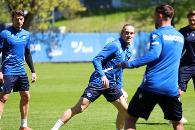 23 04 2026, xrekx, Soccer 2 Bundesliga, Karlsruher SC Training v l David Herold Karlsruher SC DFL DFB REGULATIONS PROHIBIT ANY USE OF PHOTOGRAPHS as IMAGE SEQUENCES and or QUASI VIDEO Karlsruhe