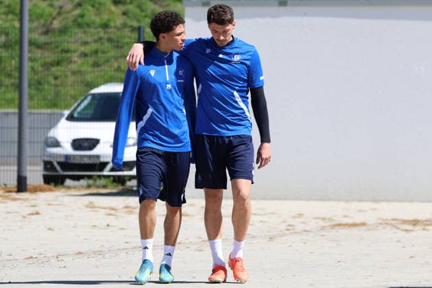23 04 2026, xrekx, Soccer 2 Bundesliga, Karlsruher SC Training v l Louey Ben Farhat Karlsruher SC Nicolai Rapp Karlsruher SC DFL DFB REGULATIONS PROHIBIT ANY USE OF PHOTOGRAPHS as IMAGE SEQUENCES and or QUASI VIDEO Karlsruhe