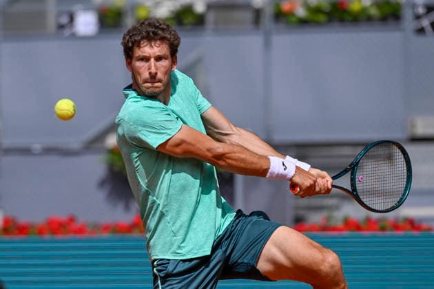 April 23, 2026, Madrid, Madrid, Spain: PABLO CARRENO BUSTA of Spain †JOMA during the Mutua Madrid Open 2026, ATP, Tennis Herren Masters 1000 and WTA, Tennis Damen 1000 tennis tournament, celebrated at Caja Magica on April 22, 2026 in Madrid, Spain. Madrid Spain - ZUMAc312 20260423_zsp_c312_118 Copyright: xOscarxManuelxSanchezx