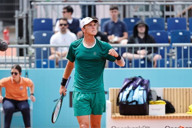 Martin Damm (USA), APRIL 23, 2026 - Tennis : Martin Damm celebrate after a point during singles Round of 128 match against Alexei Popyrin on the ATP, Tennis Herren tour Masters 1000 tournaments Mutua Madrid Open tennis tournament at the Caja Magica in Madrid, Spain. Noxthirdxpartyxsales  aflo_327987204