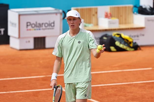 Ethan Quinn (USA), APRIL 23, 2026 - Tennis : Ethan Quinn during singles Round of 128 match against Fabian Marozsan on the ATP, Tennis Herren tour Masters 1000 tournaments Mutua Madrid Open tennis tournament at the Caja Magica in Madrid, Spain. Noxthirdxpartyxsales  aflo_327987984