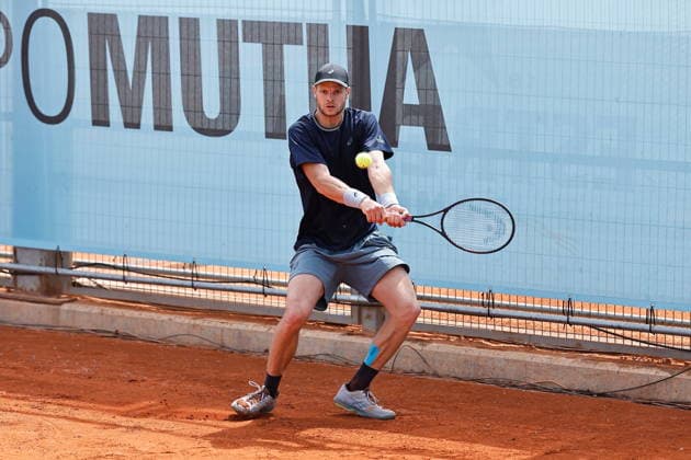 Yannick Hanfmann (GER), APRIL 23, 2026 - Tennis : Yannick Hanfmann during singles Round of 128 match against Marcos Giron on the ATP, Tennis Herren tour Masters 1000 tournaments Mutua Madrid Open tennis tournament at the Caja Magica in Madrid, Spain. Noxthirdxpartyxsales  aflo_327988103