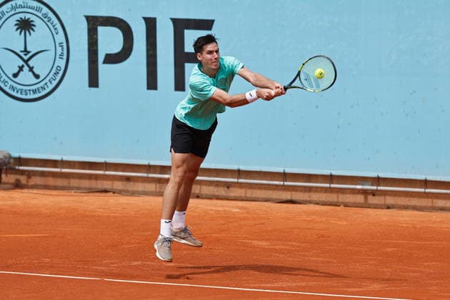 Fabian Marozsan (HUN), APRIL 23, 2026 - Tennis : Fabian Marozsan during singles Round of 128 match against Ethan Quinn on the ATP, Tennis Herren tour Masters 1000 tournaments Mutua Madrid Open tennis tournament at the Caja Magica in Madrid, Spain. Noxthirdxpartyxsales  aflo_327987972