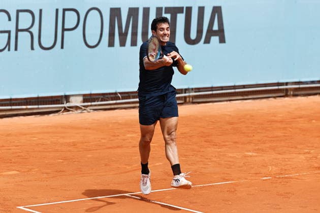 Cristian Garin (CHI), APRIL 23, 2026 - Tennis : Cristian Garin during singles Round of 128 match against Alexander Blockx on the ATP, Tennis Herren tour Masters 1000 tournaments Mutua Madrid Open tennis tournament at the Caja Magica in Madrid, Spain. Noxthirdxpartyxsales  aflo_327988078