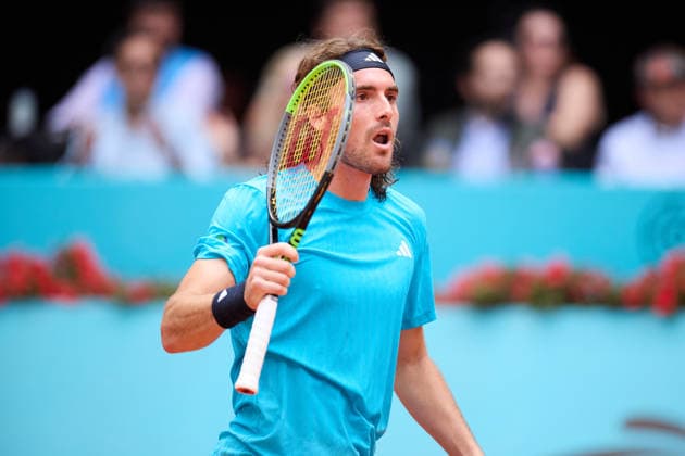 Mutua Madrid Open - Day Four Stefanos Tsitsipas of Greece reacts against Patrick Kypson of United States during the MenÕs Singles match on day four of the Mutua Madrid Open at Caja Magica on April 23, 2026, in Madrid, Spain. Madrid Caja Magica Madrid Spain RL_MMO2K26_000795 Copyright: xRicardoxLarreinax