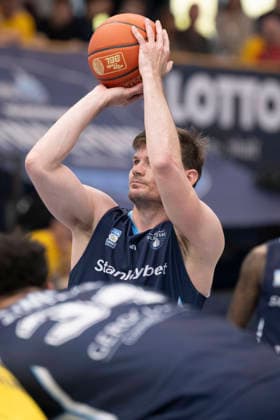 ENBL Final Four 2025 2026 Syntainics MBC vs CSO Voluntari Match for 3rd place Weissenfels, Germany April 23, 2026 In the picture Laszlo Polyak Voluntari Weissenfels Stadthalle Weissenfels Sachsen Anhalt Germany