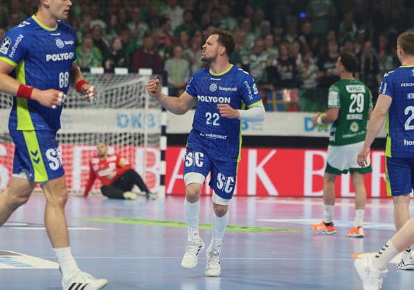 GER HBL season 2025 2026 FÜCHSE Berlin vs VfL Gummersbach, 23 04 26, Max Schmeling Halle, Berlin, Kentin MAHE VfL Gummersbach 22 cheers after winning a roar, fist, emotion