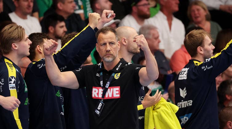 23 04 2026, Germany, Göppingen, Handball DAIKIN HBL Bundesliga, FRISCH AUF Göppingen vs Rhein Neckar Löwen, RNL Coach Maik Machulla