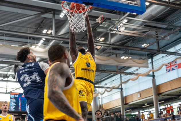 Khyri Thomas Syntainics MBC, 00 after a counterattack GER, Syntainics MBC vs CSO Voluntari, Basketball, European North Basketball League, 3rd place match, 2025 2026 season, 23 04 2026 GER, Syntainics MBC vs CSO Voluntari, Basketball, European North Basketball League, 3rd place match, 2025 2026 season, 23 04 2026 Weissenfels Copyright: xEibner-Pressefoto PiaxSchindlerx EP_PSR