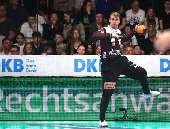 23 04 2026, Germany, Göppingen, Handball DAIKIN HBL Bundesliga, FRISCH AUF Göppingen vs Rhein Neckar Löwen, Kristian Saeveras FAG