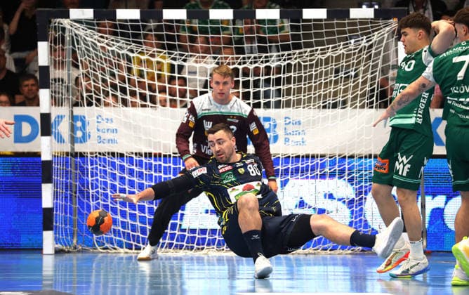 23 04 2026, Germany, Göppingen, Handball DAIKIN HBL Bundesliga, FRISCH AUF Göppingen vs Rhein Neckar Löwen, Jannik Kohlbacher FAG