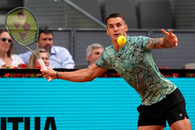 Camilo Ugo Carabelli, Argentina, during Madrid Open Tennis 2025 match. April 23, 2026. (202604231440)