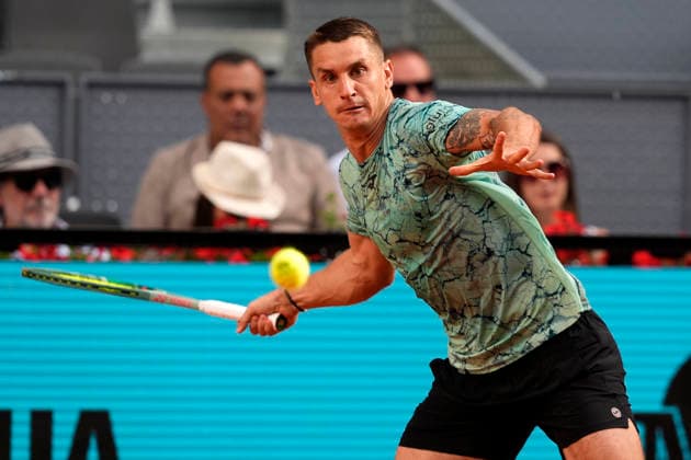 Camilo Ugo Carabelli, Argentina, during Madrid Open Tennis 2025 match. April 23, 2026. (202604231445)