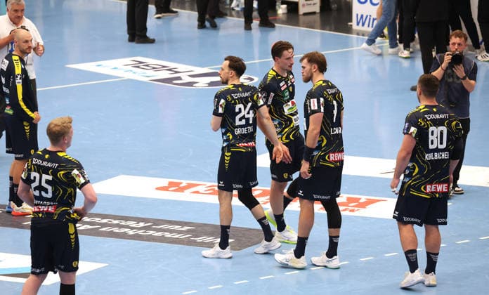 23 04 2026, Germany, Göppingen, Handball DAIKIN HBL Bundesliga, FRISCH AUF Göppingen vs Rhein Neckar Löwen, Patrick Groetzki RNL disappointed