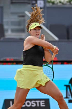 April 23, 2026, Madrid, Madrid, Spain: MIRRA ANDREEVA of Russian †WILSON during the Mutua Madrid Open 2026, ATP, Tennis Herren Masters 1000 and WTA, Tennis Damen 1000 tennis tournament, celebrated at Caja Magica on April 22, 2026 in Madrid, Spain. Madrid Spain - ZUMAc312 20260423_zsp_c312_461 Copyright: xOscarxManuelxSanchezx