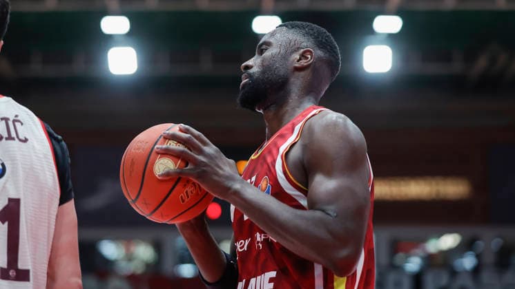 In the picture disappointment at Eddy Edigin Wuerzburg Baskets, 27 23 04 2026, Basketball, Fitness First Wuerzburg Baskets vs FC Bayern Muenchen Basketball, easyCredit BBL, 26 Matchday, Germany, 97072, tectake Arena Wuerzburg, Copyright: HMBxMedia xJulienxBecker