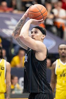 ENBL Final Four 2025 2026 Manchester Basketball vs Dziki Warszawa Final Weissenfels, Germany April 23, 2026 In the picture Max Jones Manchester Weissenfels Stadthalle Weissenfels Sachsen Anhalt Germany