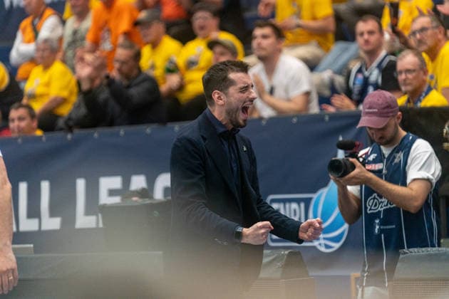Marco Legovich Dziki Warsaw, Head Coach GER, Manchester Basketball vs Dziki Warsaw, Basketball, European North Basketball League, Final, Season 2025 2026, 23 04 2026 GER, Manchester Basketball vs Dziki Warsaw, Basketball, European North Basketball League, Final, Season 2025 2026, 23 04 2026 Weissenfels Copyright: xEibner-Pressefoto PiaxSchindlerx EP_PSR
