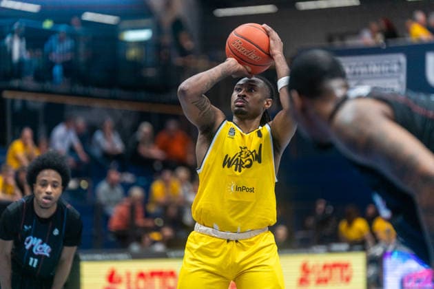 Landrius Horton Dziki Warsaw, 01 on a free throw GER, Manchester Basketball vs Dziki Warsaw, Basketball, European North Basketball League, Final, Season 2025 2026, 23 04 2026 GER, Manchester Basketball vs Dziki Warsaw, Basketball, European North Basketball League, Final, Season 2025 2026, 23 04 2026 Weissenfels Copyright: xEibner-Pressefoto PiaxSchindlerx EP_PSR