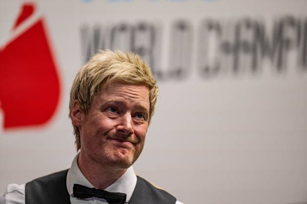 RECORD DATE NOT STATED 23rd April 2026; The Crucible Theatre, Sheffield, Yorkshire, England; 2026 Halo World Championship, WM, Weltmeisterschaft Snooker, Day Six; Neil Robertson studies the scoreboard during his second round match against Pang Junxu GodfreyxPitt