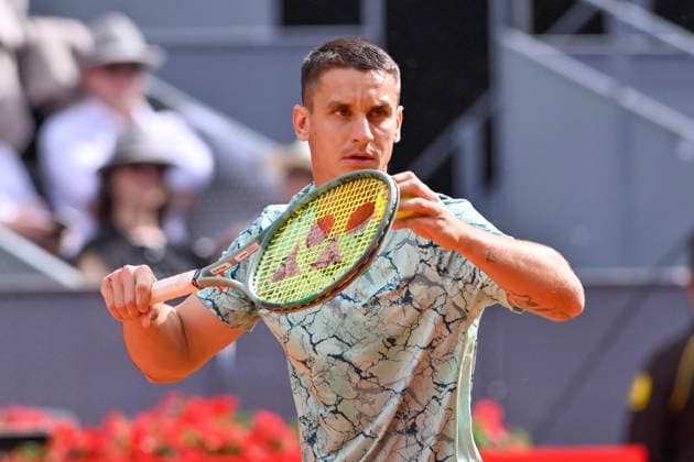 April 23, 2026, Madrid, Madrid, Spain: CAMILO UGO CARABELLI of Argentina during the Mutua Madrid Open 2026, ATP, Tennis Herren Masters 1000 and WTA, Tennis Damen 1000 tennis tournament, celebrated at Caja Magica on April 22, 2026 in Madrid, Spain. Madrid Spain - ZUMAc312 20260423_zsp_c312_348 Copyright: xOscarxManuelxSanchezx