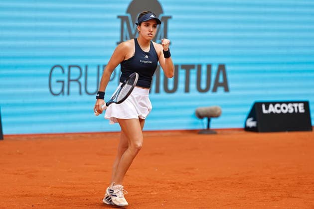 Camila Osorio (COL), APRIL 23, 2026 - Tennis : Camila Osorio celebrate after a point during singles round of 64 match against Naomi Osaka on the WTA, Tennis Damen tour 1000 tournaments Mutua Madrid Open tennis tournament at the Caja Magica in Madrid, Spain. Noxthirdxpartyxsales  aflo_328048000