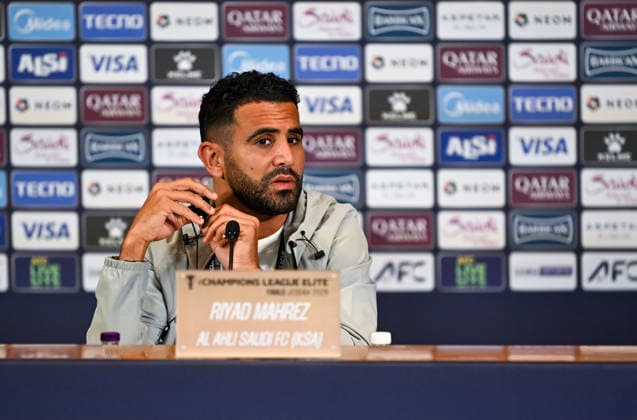 JEDDAH, SAUDI ARABIA - 24 April: Riyad Mahrez at the pre-match press conference, PK, Pressekonferenz ahead of the AFC Champions League Elite 2026 final.