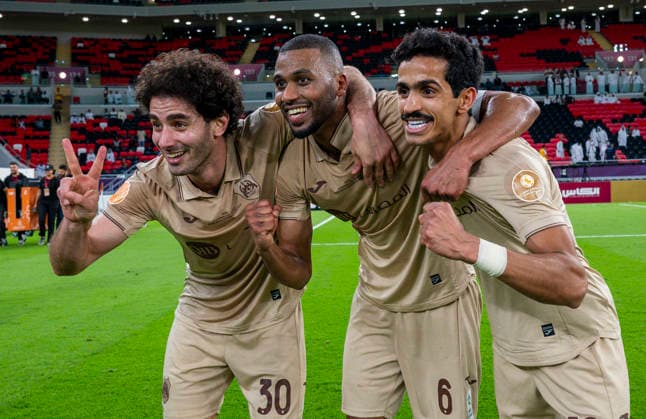 Al Rayyan SC vs Al-Shabab SC AGCFF Gulf Club Champions League Final Al Rayyan SC players celebrate after winning the AGCFF Gulf Club Champions League Final football match between QatarÕs Al Rayyan SC and Saudi Arabia s Al-Shabab SC at Ahmad bin Ali Stadium in Al Rayyan, Qatar, on April 23, 2026. DOHA Qatar Copyright: xNOUSHADx