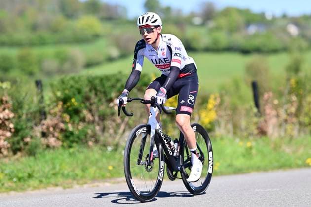 Liege Bastogne Liege 2026 Cycling Race Media Activities 24 04 2026 LIEGE, BELGIUM - APRIL 24 : Herregodts Rune (BEL) of UAE Team Emirates XRG riding during a training and reconnaissance session ahead of the 112th edition of Liege Bastogne Liege an UCI World Tour 1.UWT one day cycling road race for Men Elite of 260 km with start in Liege and finish in Liege on April 24, 2026 in Liege, Belgium, 24 04 2026 ( Motordriver Guy De Vuyst - Liege Belgium  Copyright: xPeterxDexVoechtx