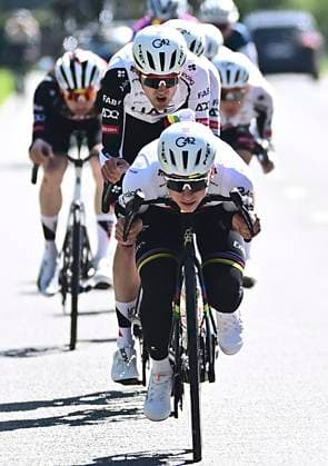 Liege Bastogne Liege 2026 Cycling Race Media Activities 24 04 2026 LIEGE, BELGIUM - APRIL 24 : Pogacar Tadej (SLO) of UAE Team Emirates XRG and teammates riding during a training and reconnaissance session ahead of the 112th edition of Liege Bastogne Liege an UCI World Tour 1.UWT one day cycling road race for Men Elite of 260 km with start in Liege and finish in Liege on April 24, 2026 in Liege, Belgium, 24 04 2026 ( Motordriver Guy De Vuyst - Liege Belgium  Copyright: xPeterxDexVoechtx