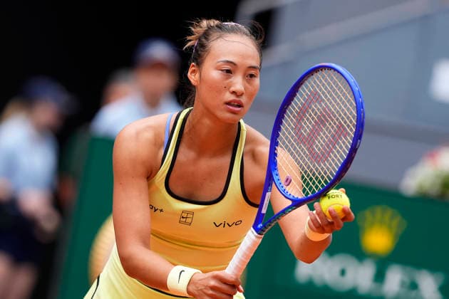 Qinwen Zheng, China, during Madrid Open Tennis 2025 match. April 24, 2026. (2026042409)