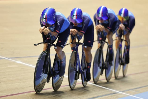 UCI Track World Cup: Nilai Picture by Alex Whitehead SWpix.com - 24 04 2026 - Cycling - UCI Track World Cup: Nilai - Velodrom Nasional Malaysia, Nilai, Malaysia - Men™s Team Pursuit - For Bronze - Davide Boscaro (Italy), Renato Favero (Italy), Etienne Grimod (Italy), Francesco Lamon (Italy) Nilai Velodrom Nasional Malaysia Malaysia Copyright: x xSWpix.comx(t axPhotographyxHubxLtd)xAlexxWhitehead SWpix.comx SWP-3030-13072